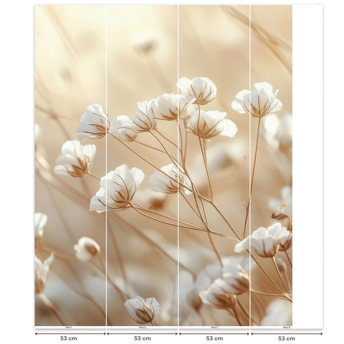 TAPETE - Wild - Blumen - Weiß - 180x220 cm - Creme, Papier (180/220cm) - OnlyWow