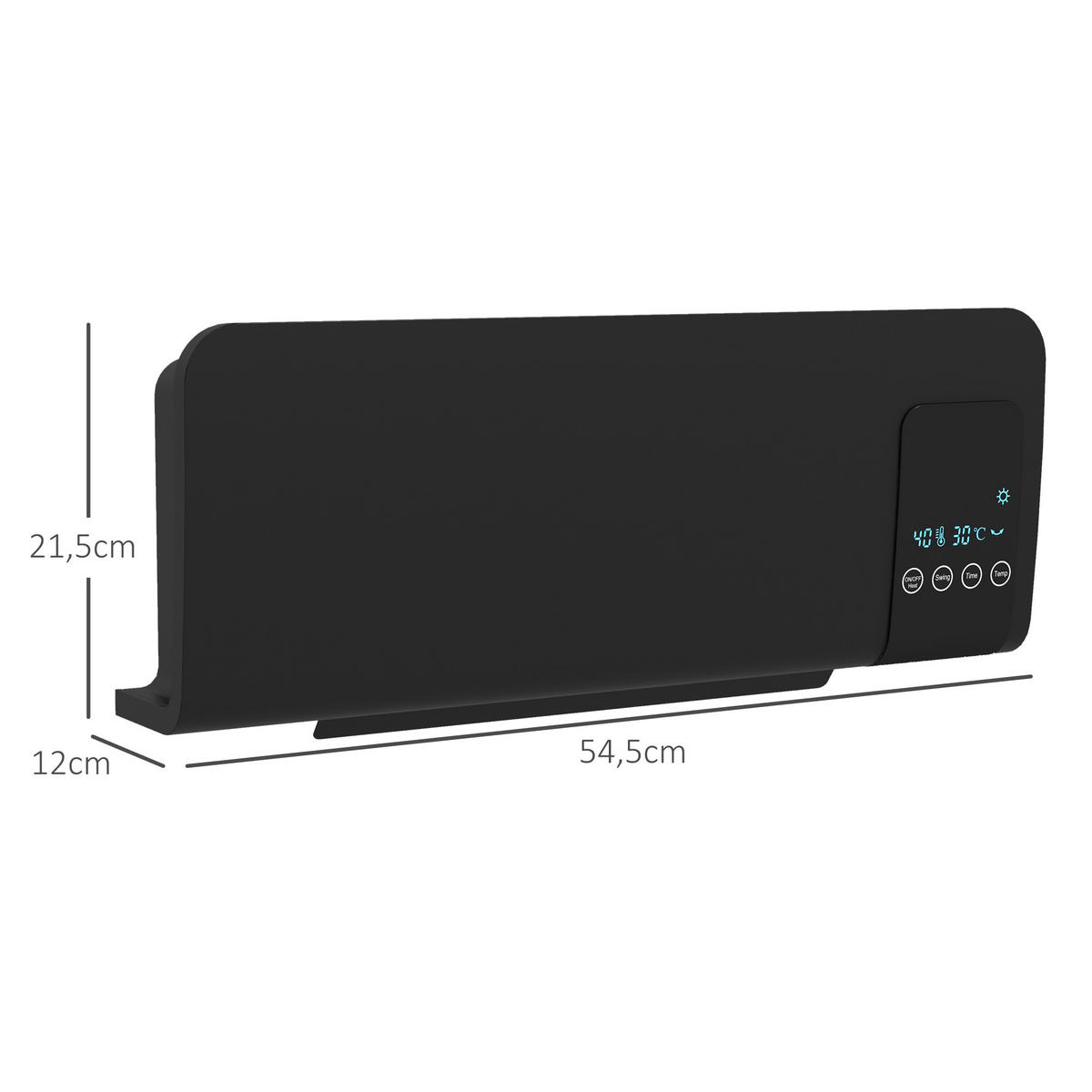 WANDHEIZLÜFTER DE-17073 PTC 1000/2000 W Schwarz - Schwarz, Kunststoff (12/21.5/54.5cm) - ComfortXL