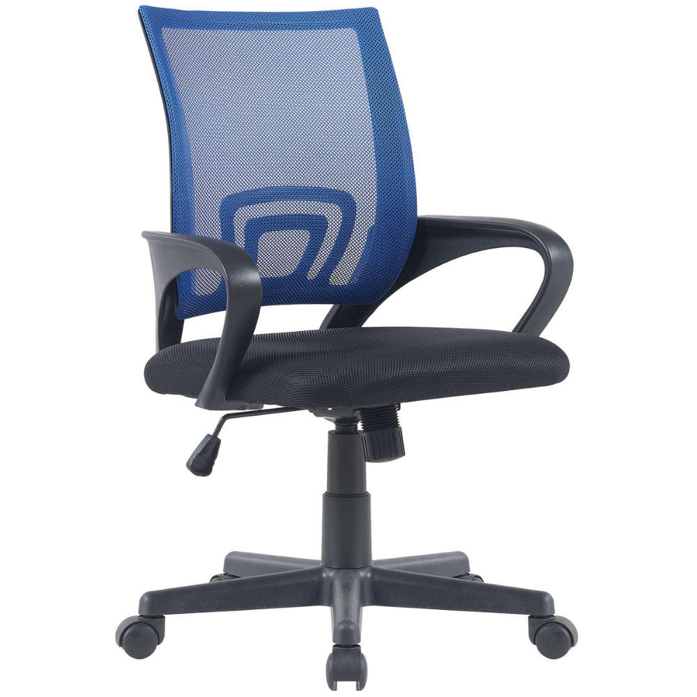 BÜROSTUHL Ergonomisch ZEOS Schreibtischstuhl mit Netzbespannung | Blau - Blau, Leder/Kunststoff (54/88/56cm) - DELUKE