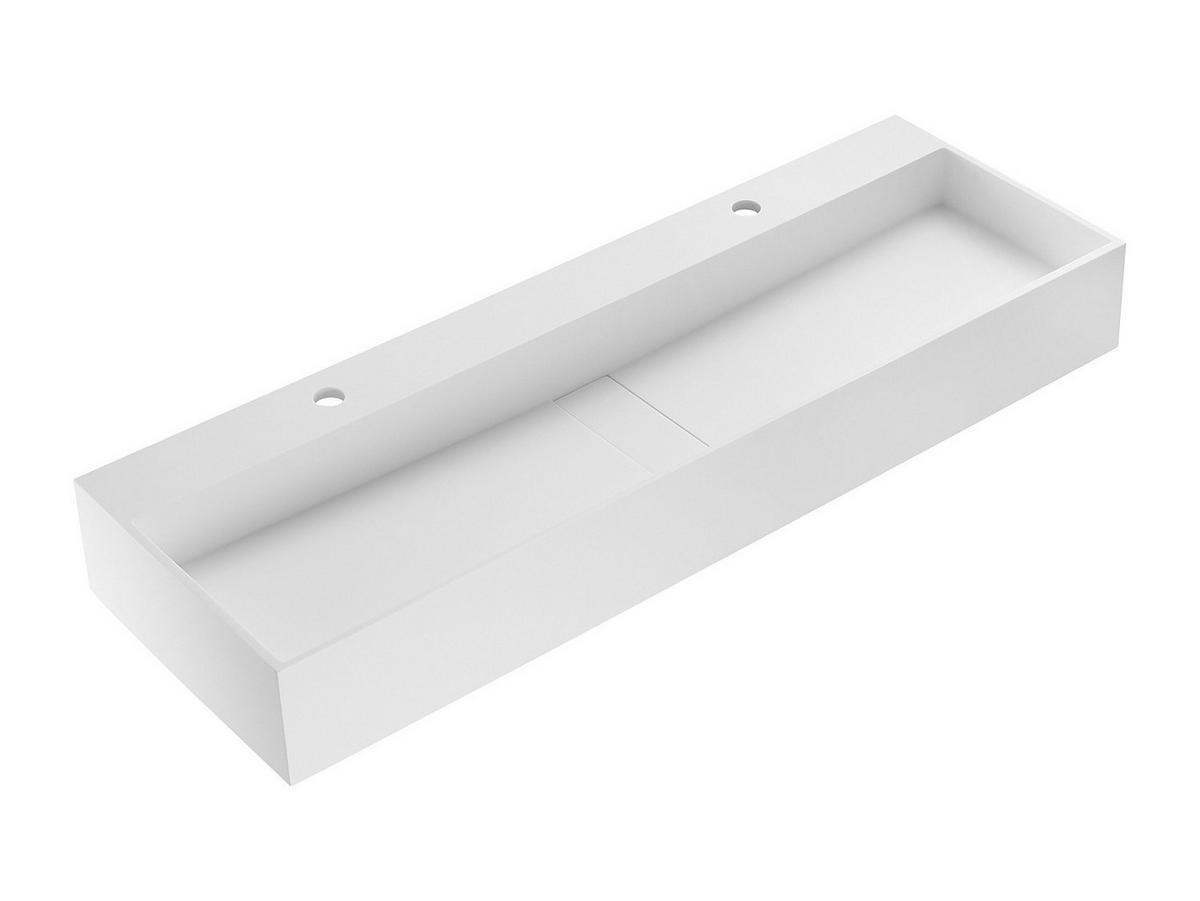 HÄNGENDES Waschbecken - Weiß - 120 x 40 x 15 cm - YAMDROK - Weiß, Stein (120/15/40cm) - Vente-Unique