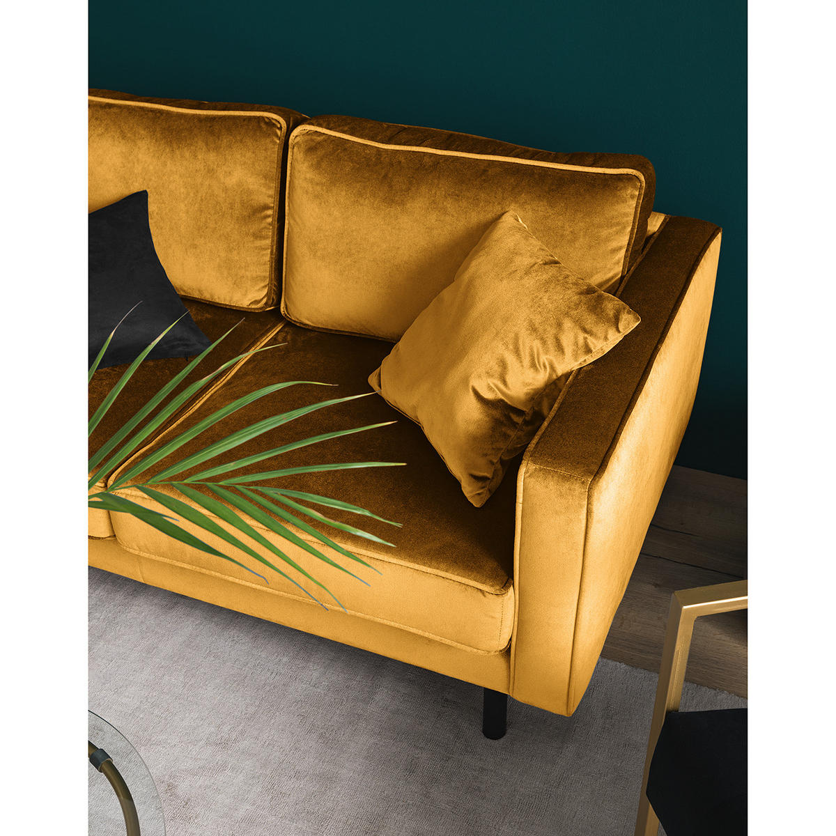 2-SITZER SOFA - Samt - Honig, Textil (167/81/96cm) - home24