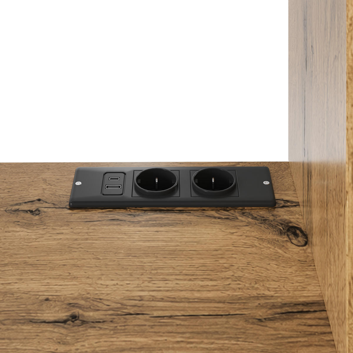 BUFFET mit LED-Lichtleiste Steckdose USB-Anschlüssen Eichenfarbe 100/40/185 cm - Eichefarben, Holzwerkstoff (100/185/40cm) - EVRYAE