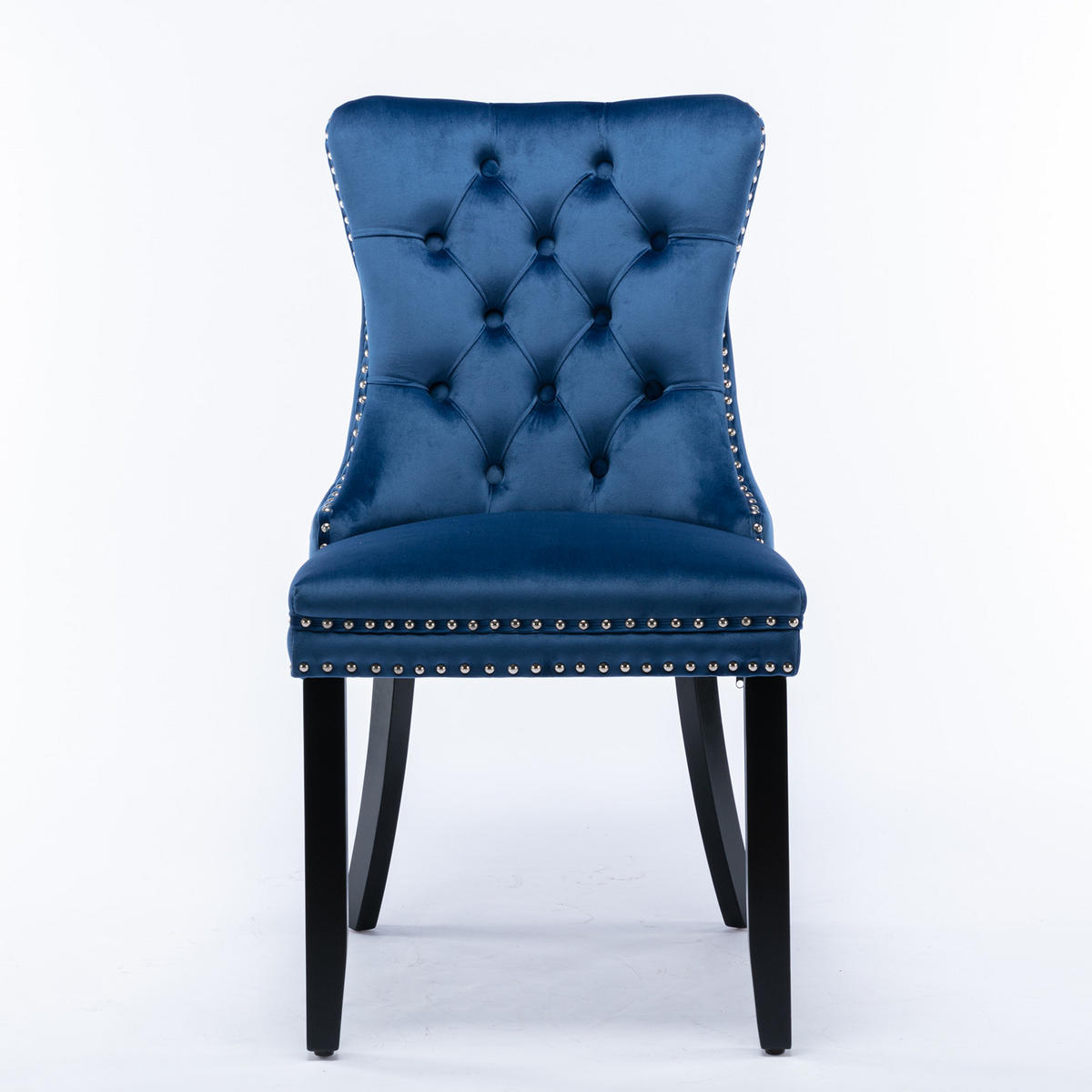 ESSZIMMERSTUHL 2er-Set aus Samt mit Nagelkopfbesatz, Blau - Blau, Textil (65/95/50cm)