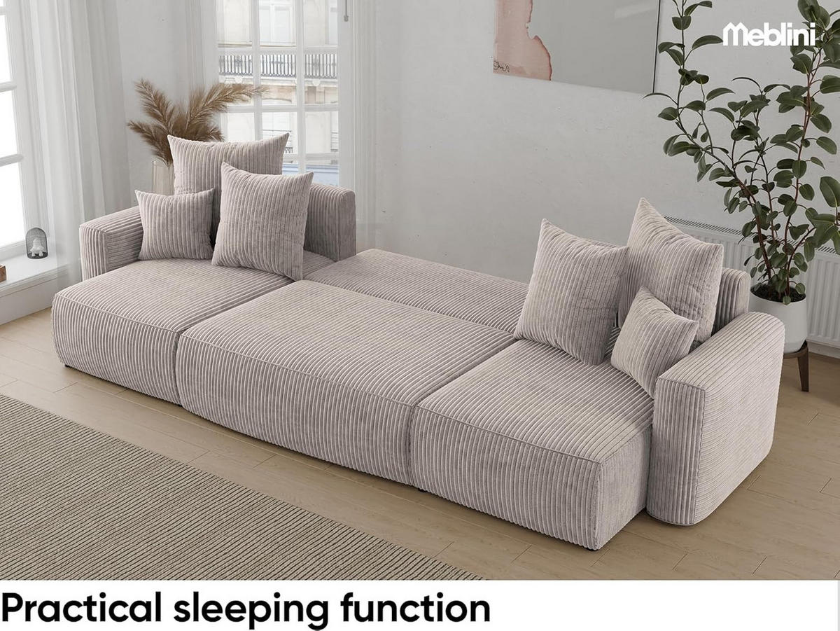 ECKSOFA DAVE U - Beige/Schwarz, Holzwerkstoff (312/142cm) - Meblini