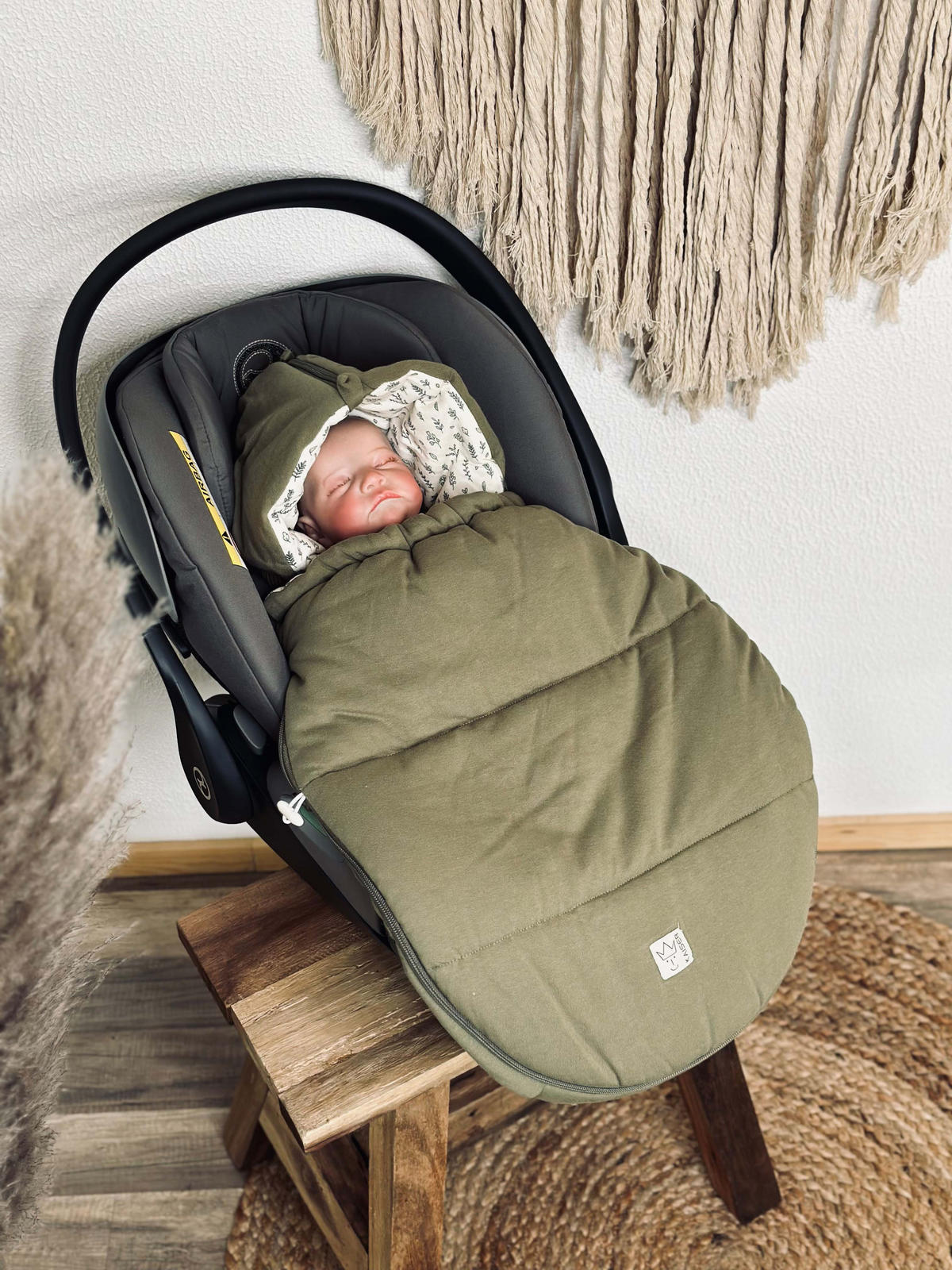 BABYSCHALENFUSSSACK Small Jersey Hooded, olive green - Olivgrün, Textil (40/9/80cm) - Kaiserbaby