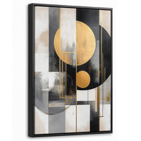 LEINWAND Bilder mit Rahmen - Abstrakt - Gold - Silber - Formen - Ästhetisch - Modern - 20x30 - Goldfarben, Textil (20/30cm) - MuchoWow