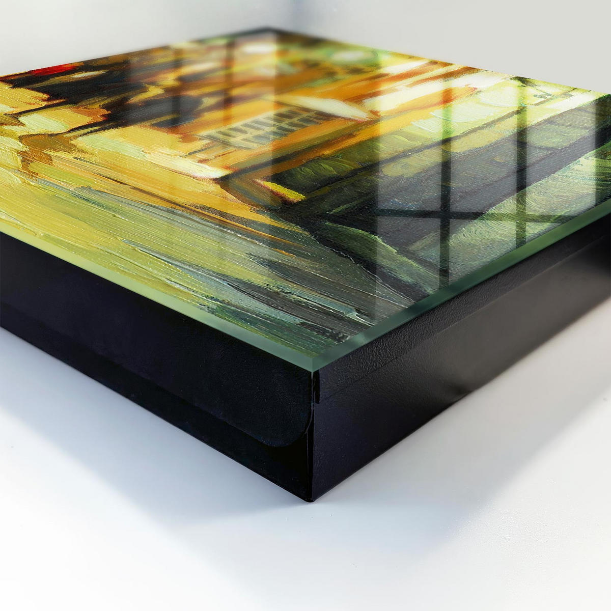 SCHLÜSSELBOX Schwarz 30x30 cm- Türöffnung nach rechts - Nachtstadt - Grün, Metall (30/30/5cm) - TULUP