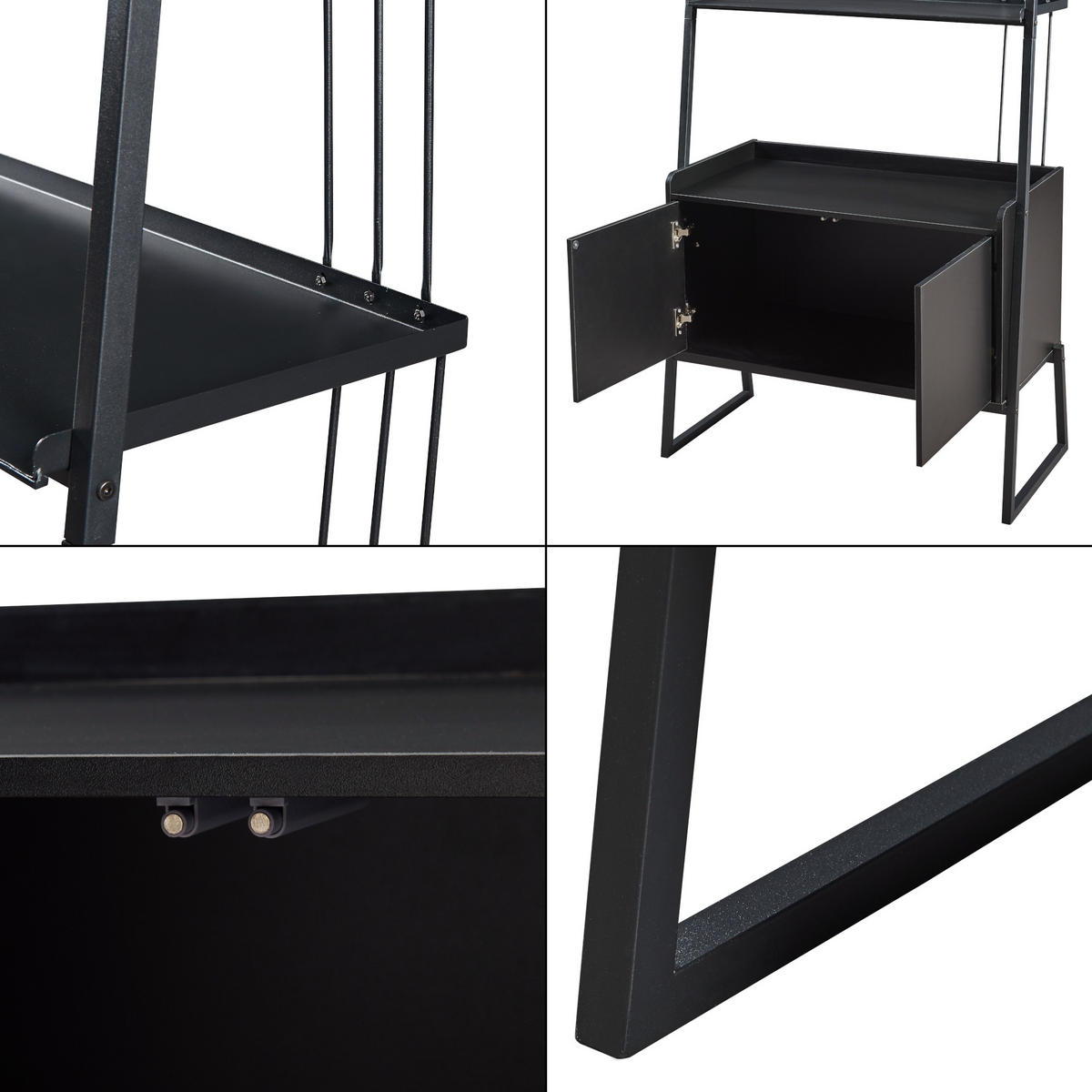 LEITERREGAL Storfjord - Schwarz, Holzwerkstoff/Metall (80/183.5/40cm) - [en.casa]