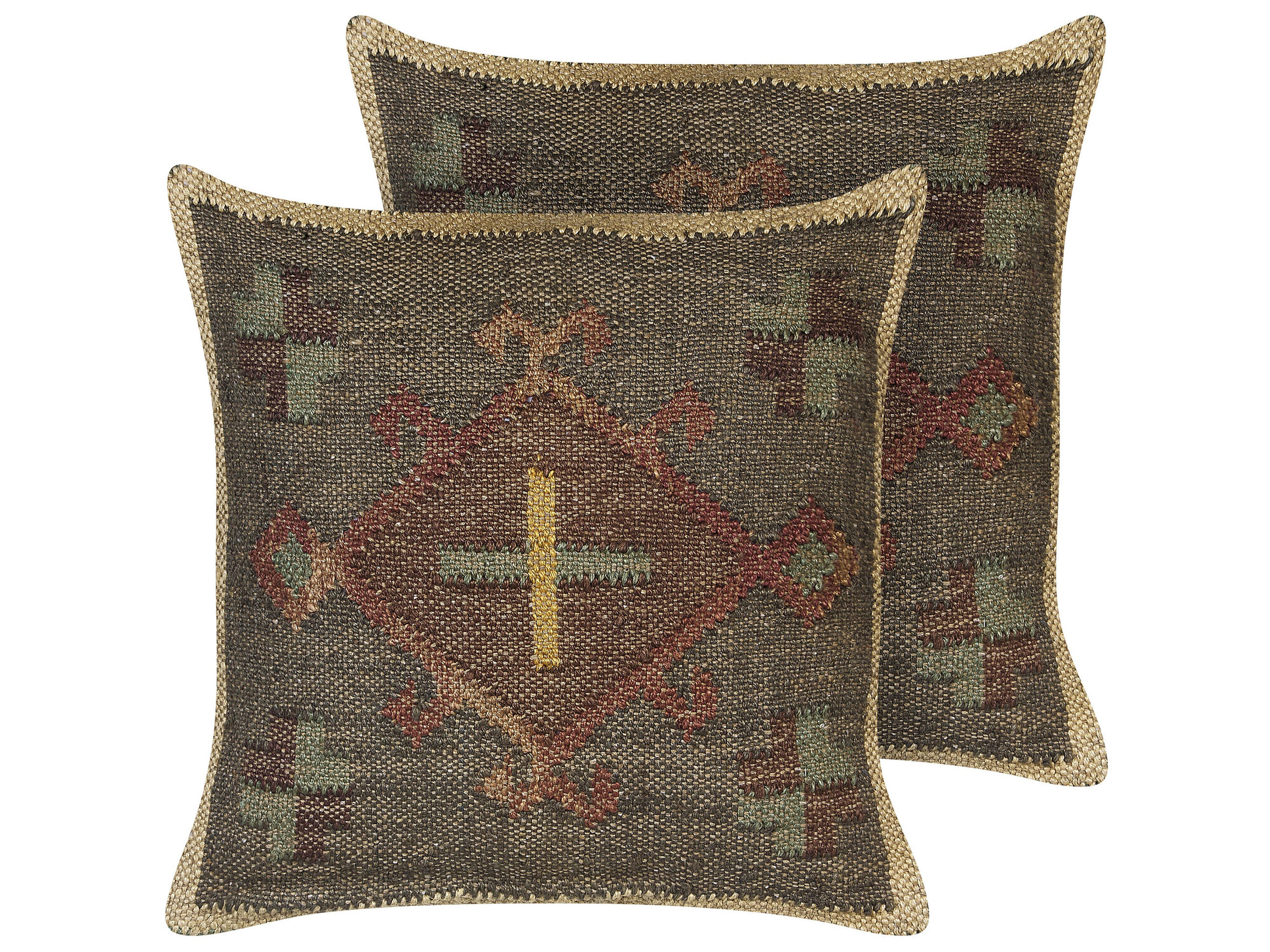DEKOKISSEN 2er-Set Dunkelgrün 30/50 cm Katora - Dunkelgrün, Naturmaterialen (30/50cm) - Beliani