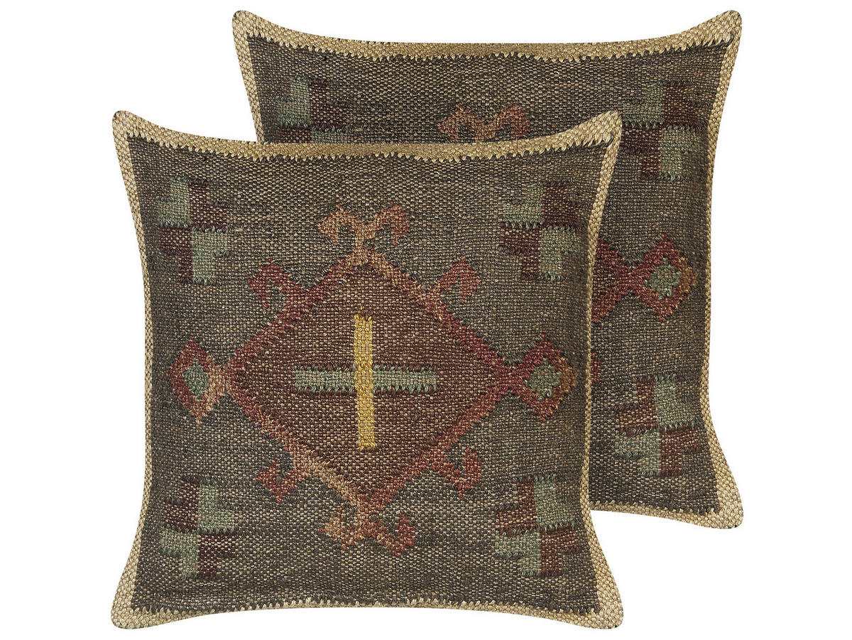 DEKOKISSEN 2er-Set Dunkelgrün 30/50 cm Katora - Dunkelgrün, Naturmaterialen (30/50cm) - Beliani