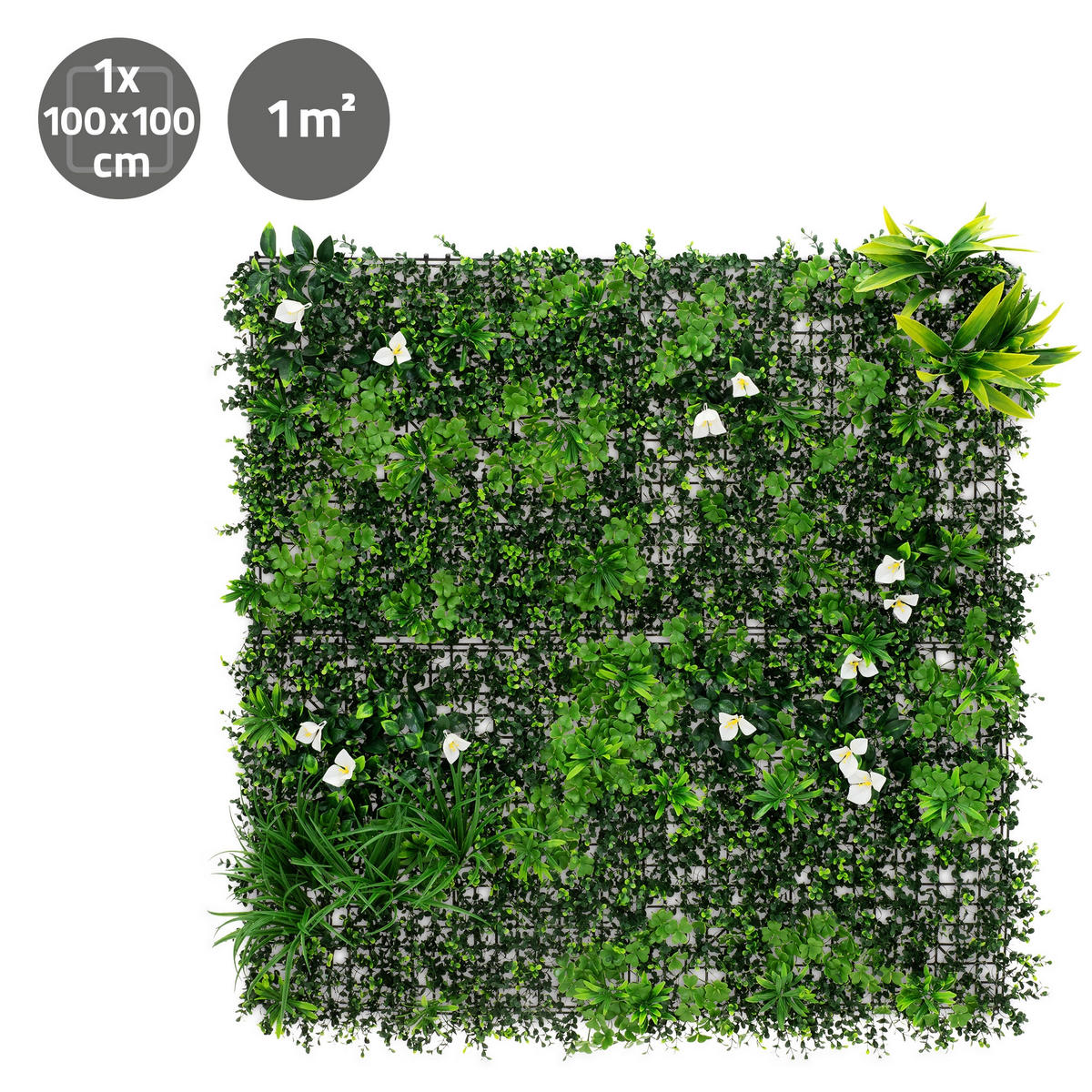 UMĚLÉ ROSTLINY NÁSTĚNNÝ PANEL 100x100 cm Zelený z plastu - zelená barva, plast (100/100/9cm) - ECD-Germany