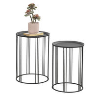 BEISTELLTISCH Batumi im 2er Set - Schwarz, Metall (34/34/50cm) - [en.casa]