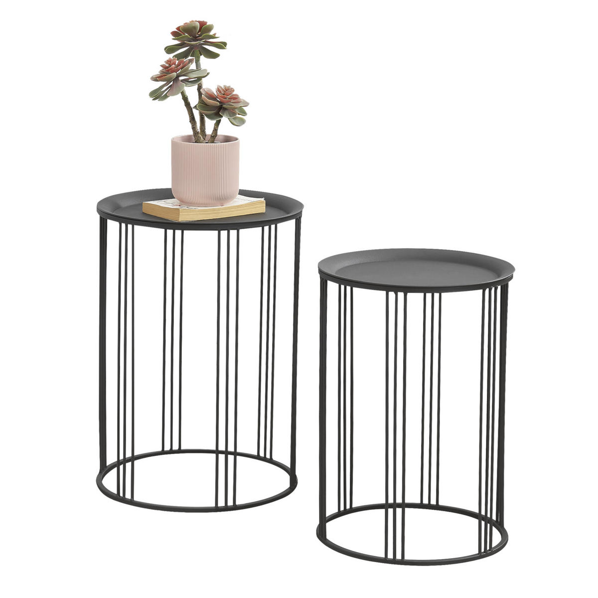 BEISTELLTISCH Batumi im 2er Set - Schwarz, Metall (34/34/50cm) - [en.casa]