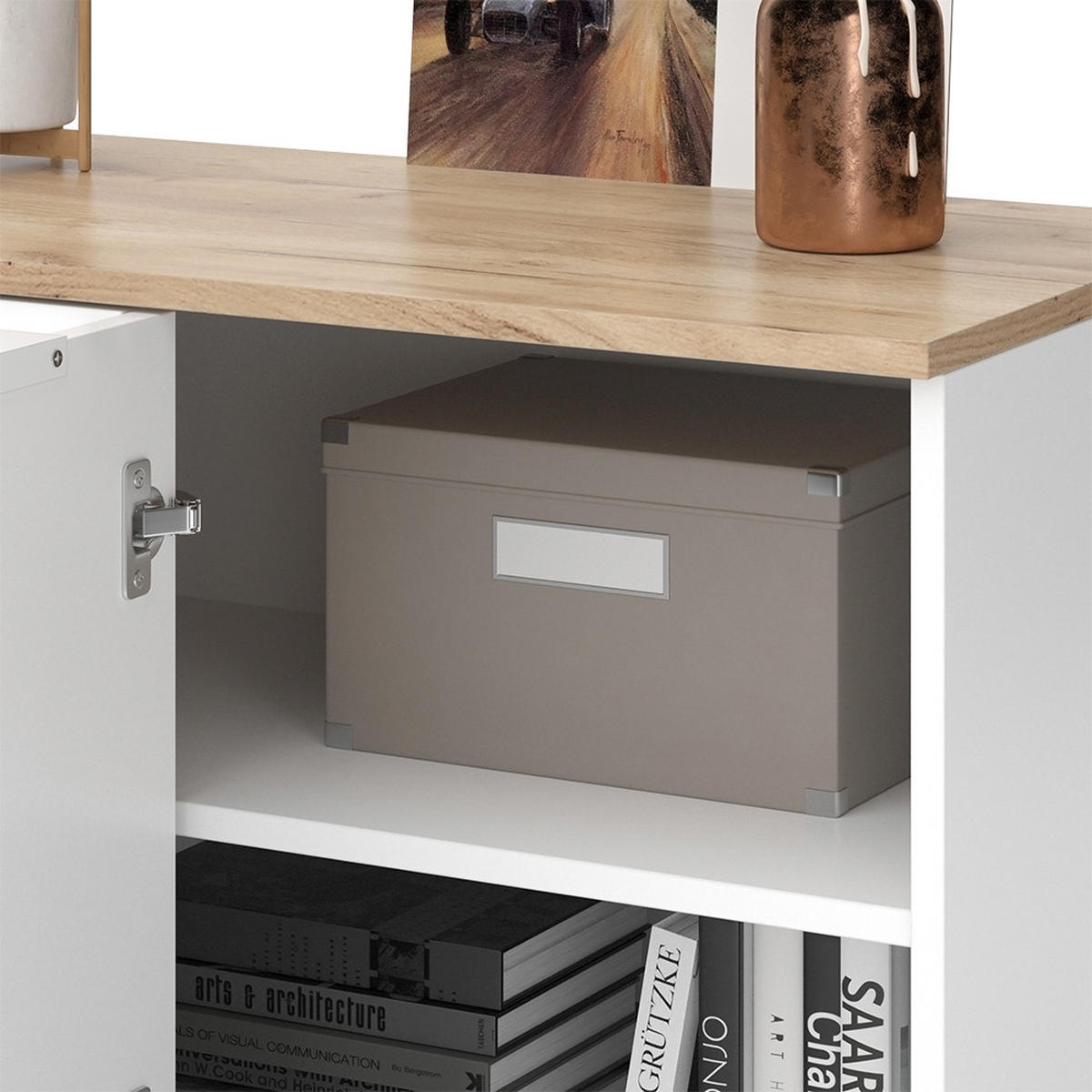 Weiß/Sonoma Eiche, Holzwerkstoff (80/50/40cm) - Vicco