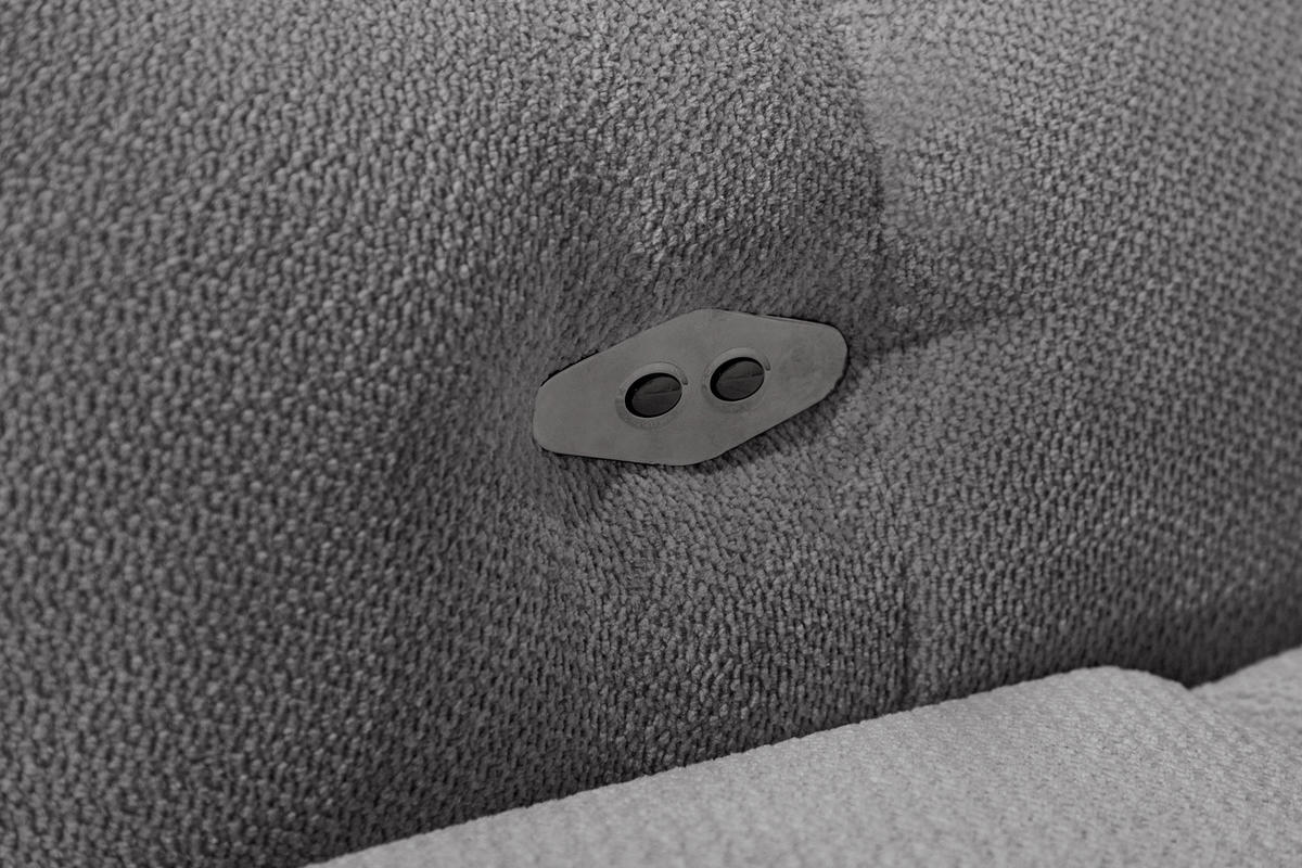 ECKSOFA KIMI 3-Sitzer, ausziehbarer Sitz, verstellbare Kopfstützen, grau - Schwarz/Grau, Holzwerkstoff/Textil (270/160cm) - Courtois Laville