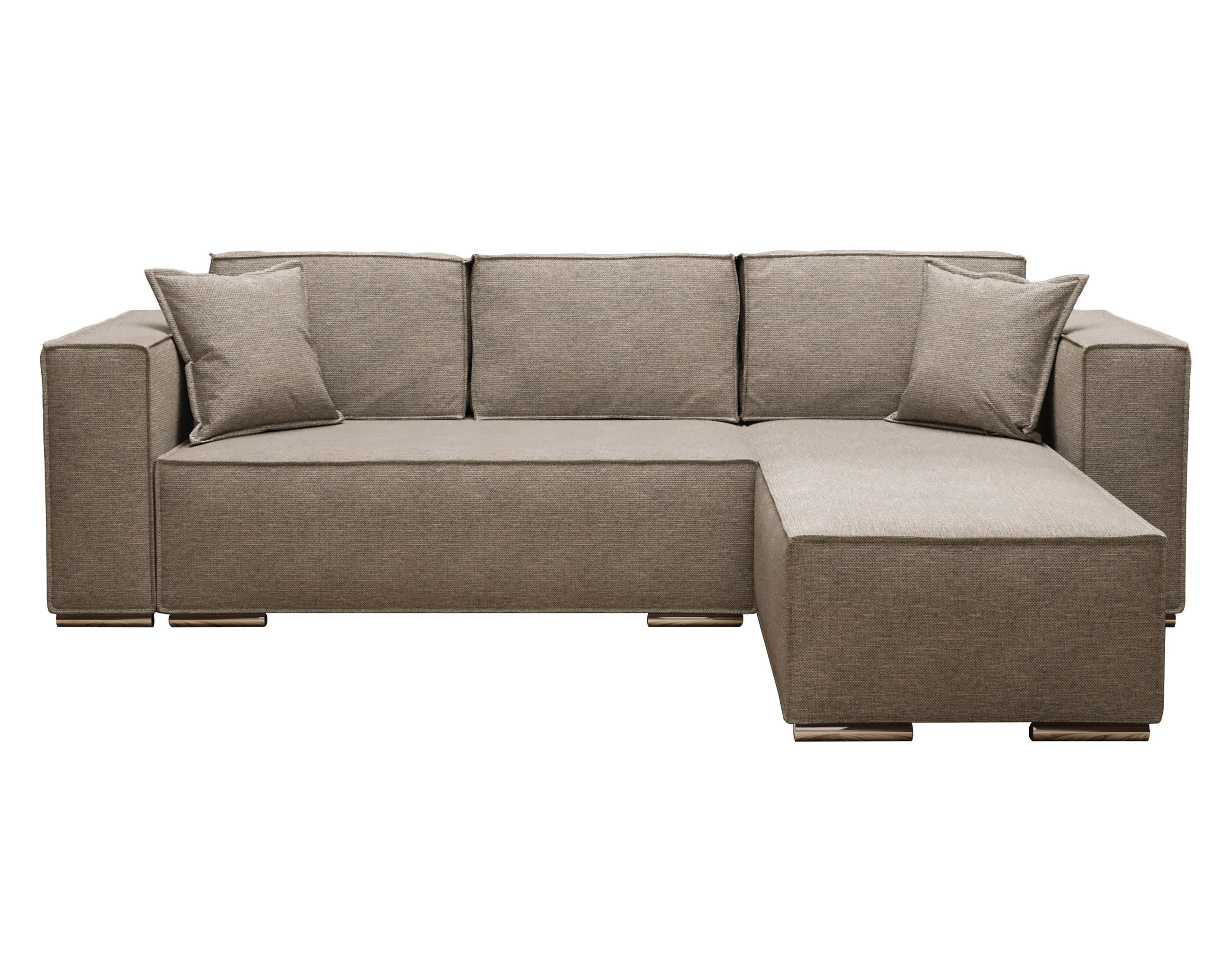 ECKSOFA L Form Vinoria Beige 255/180/82 cm Rechts mit Schlaffunktion - Chromfarben/Beige, Textil/Metall (255/180cm) - AX Living