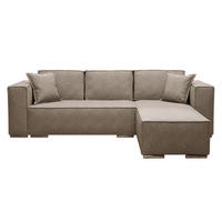ECKSOFA L Form Vinoria Beige 255/180/82 cm Rechts mit Schlaffunktion - Chromfarben/Beige, Textil/Metall (255/180cm) - AX Living