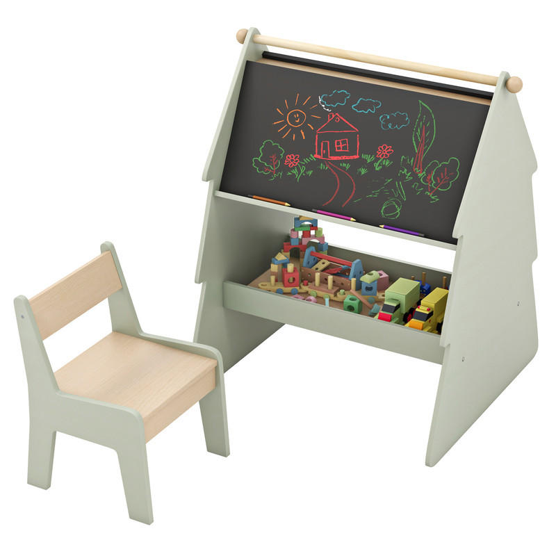 Costway Kindertischset Grün 68x80x60 cm