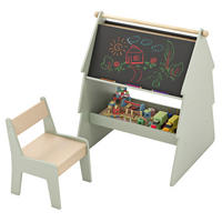 KINDERTISCHSET mit Ablage grün(2-tlg) - Grün, Holzwerkstoff (68/80/60cm) - COSTWAY