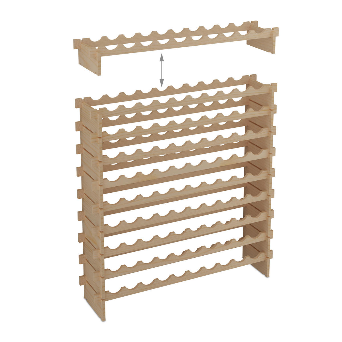 WEINREGAL - Hellbraun, Holz (103/120/25cm) - Relaxdays