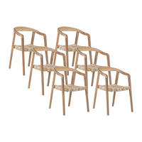 STUHL mit Armlehnen 6er-Set - Teakholz - Holzfarben hell - JUNARIA - Naturfarben, Holz (55/78/57cm) - Vente-Unique