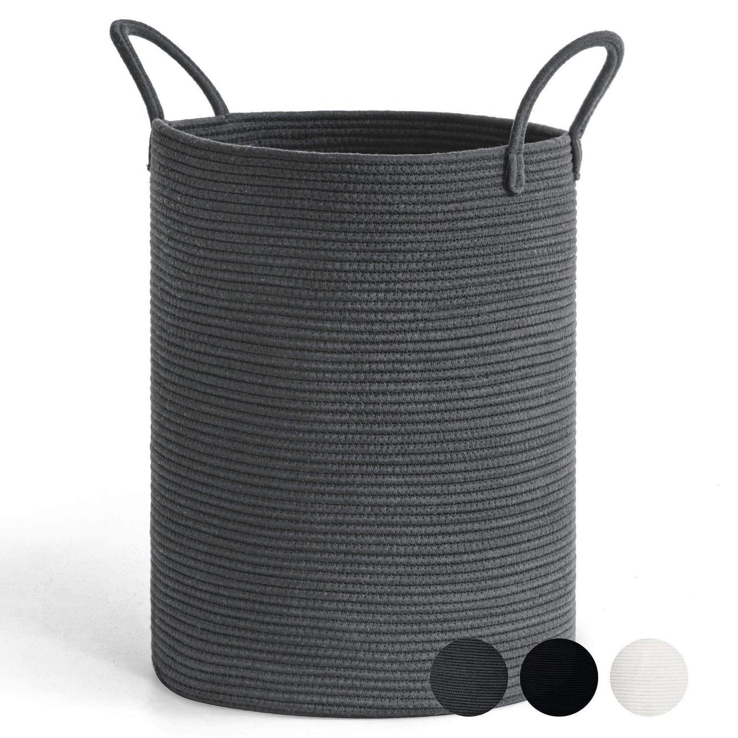 WÄSCHEKORB geflochten 38 x 50 cm Grau - Grau, Textil (38/51/38cm)