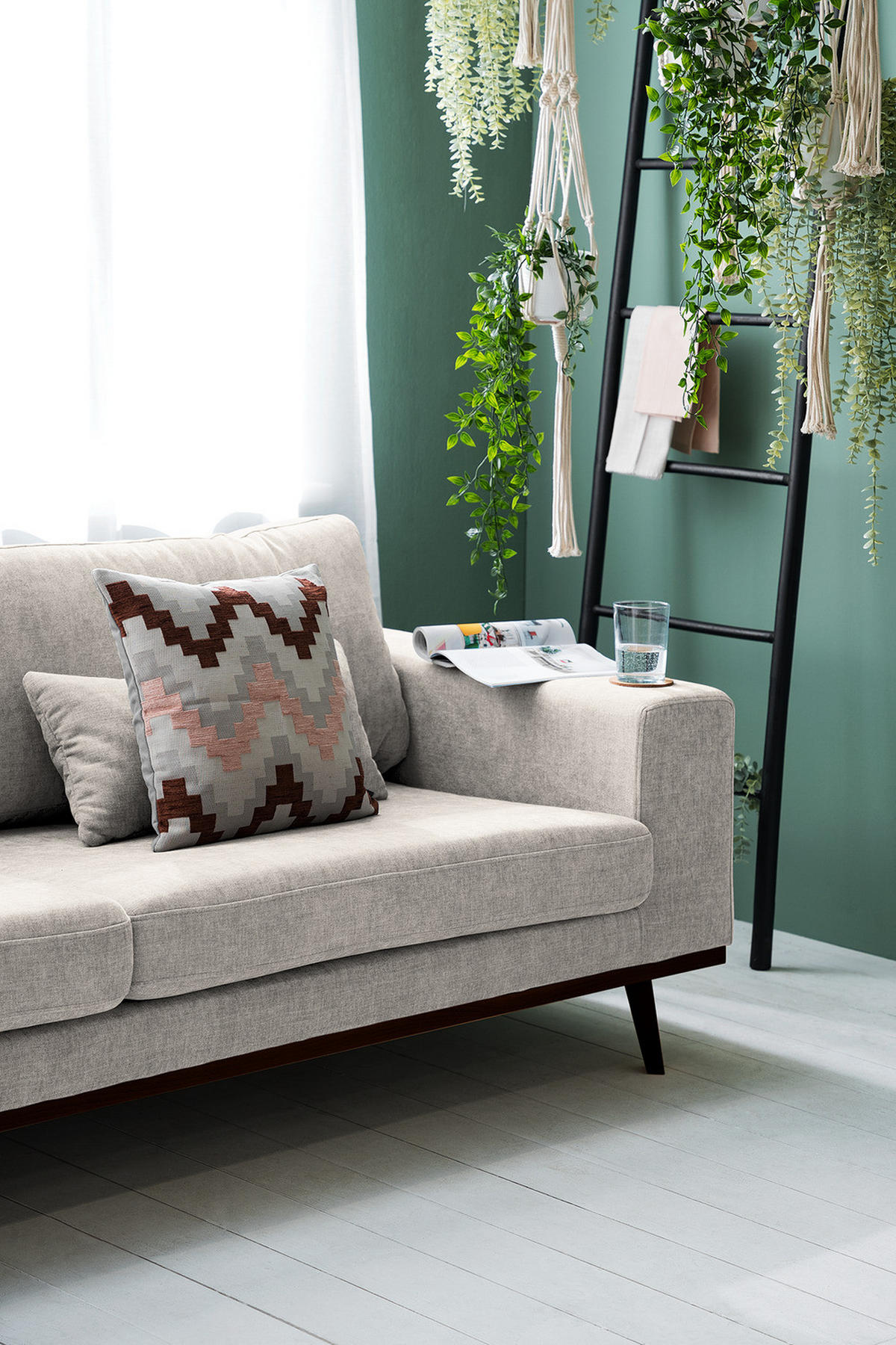 3-SITZER SOFA - Buchefarben/Grau, Holz/Buchenholz (237/81/88cm) - home24