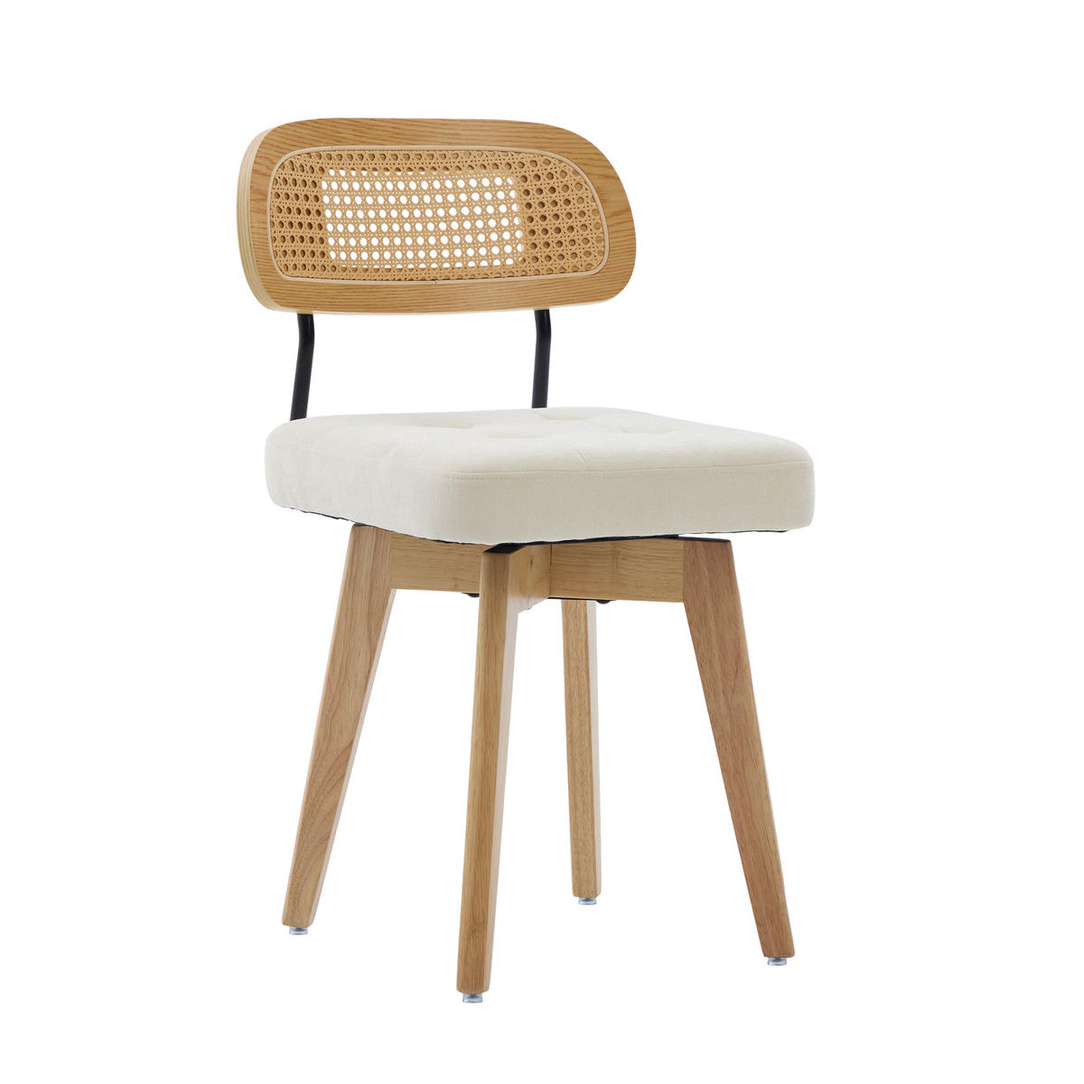 STUHL-SET 2 Stück, 360° drehbar, Rattan-Rückenlehne, DE-42279, Beige - Beige, Metall (50/77/43cm) - ComfortXL