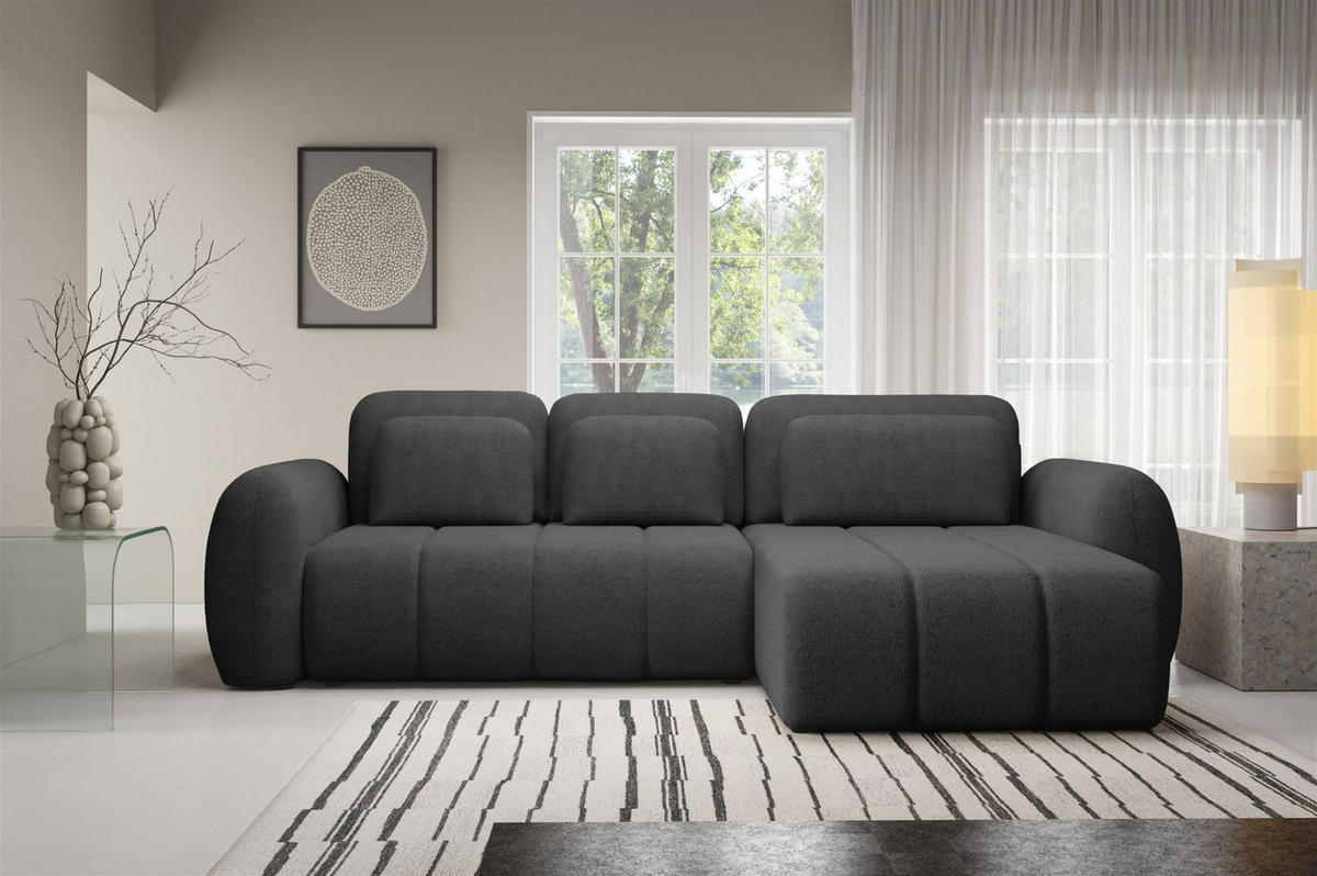 ECKSOFA Caria Mit Schlaffunktion - Anthrazit, Holzwerkstoff/Textil (304/190cm) - Fun Möbel