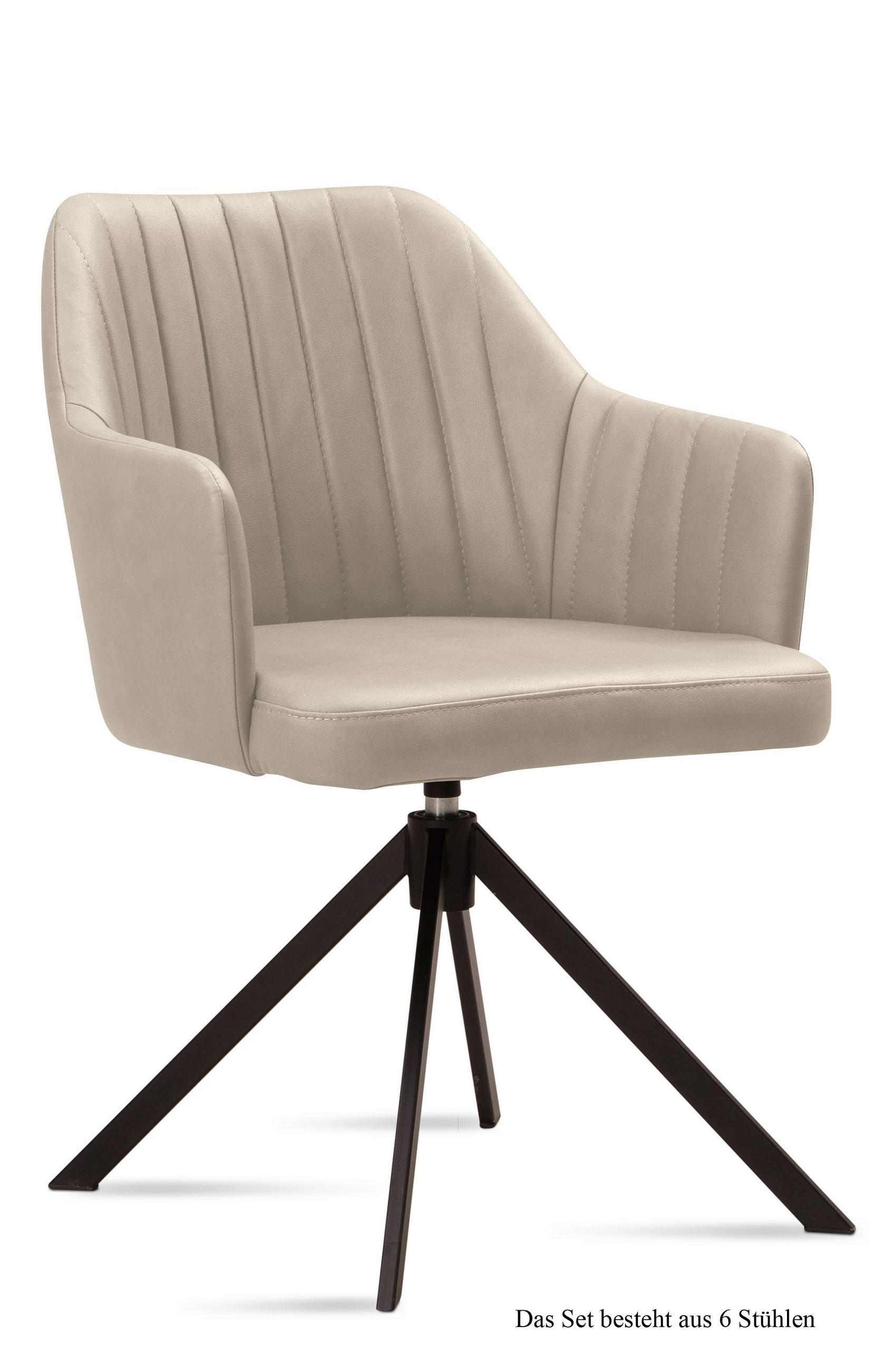 ARMLEHNSTUHL drehbar (6er-Set) Dennie 58x81x60 Schwarz/Natur - Schwarz/Naturfarben, Kunststoff (60/81/58cm) - 58aufmkessel