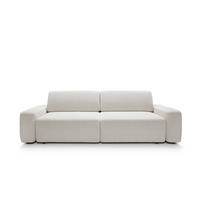 SOFA 4-Sitzer freistehend, Bettzeugcontainer, Polsterung aus PUR-Schaum, Stoff Raven, Schlaffunktion: 120x200 cm, Größe: 257x82x105 cm, Beige - Beige, Holz/Textil (257/82/105cm) - DomoHome