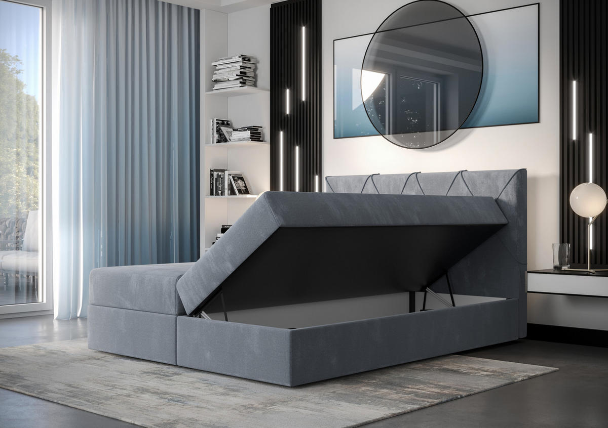 BOXBETT ALTEA 140x200, mit Matratze H3 und Topper, Monolith 59 - Rot, Holz/Kunststoff (140/200cm) - Bedante