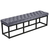 SITZBANK Polly Samt Schwarz 150 cm grau - Grau, Metall (150/42/37cm) - TPFLiving