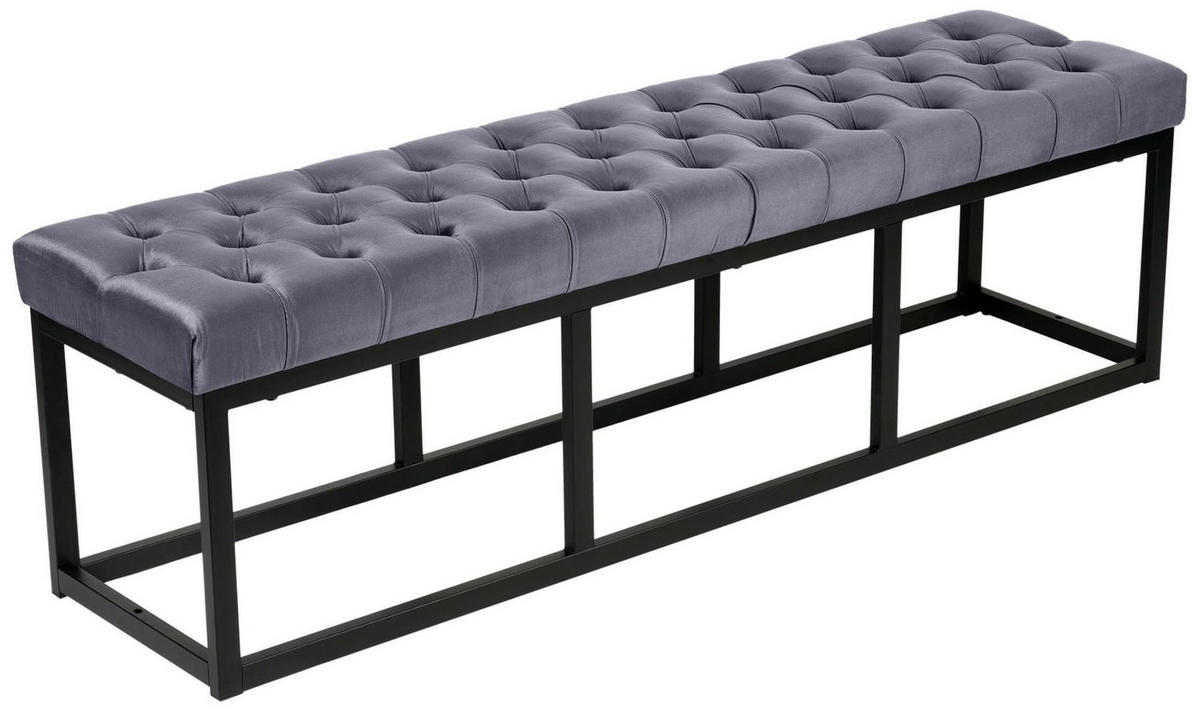 SITZBANK Polly Samt Schwarz 150 cm grau - Grau, Metall (150/42/37cm) - TPFLiving