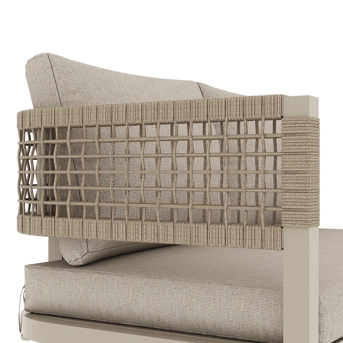 GARTENLOUNGE 8-10 Personen Sofa Tisch Kunststoffholz Seil Kissen - Beige, Metall - FLIEKS