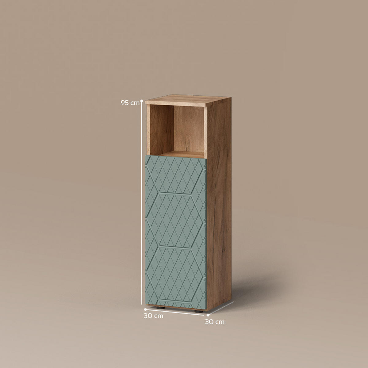 MIDISCHRANK Ronco Grün/Goldkraft Eiche 30 x 95 cm - Grün, Holzwerkstoff (30/95/30cm) - Livinity®