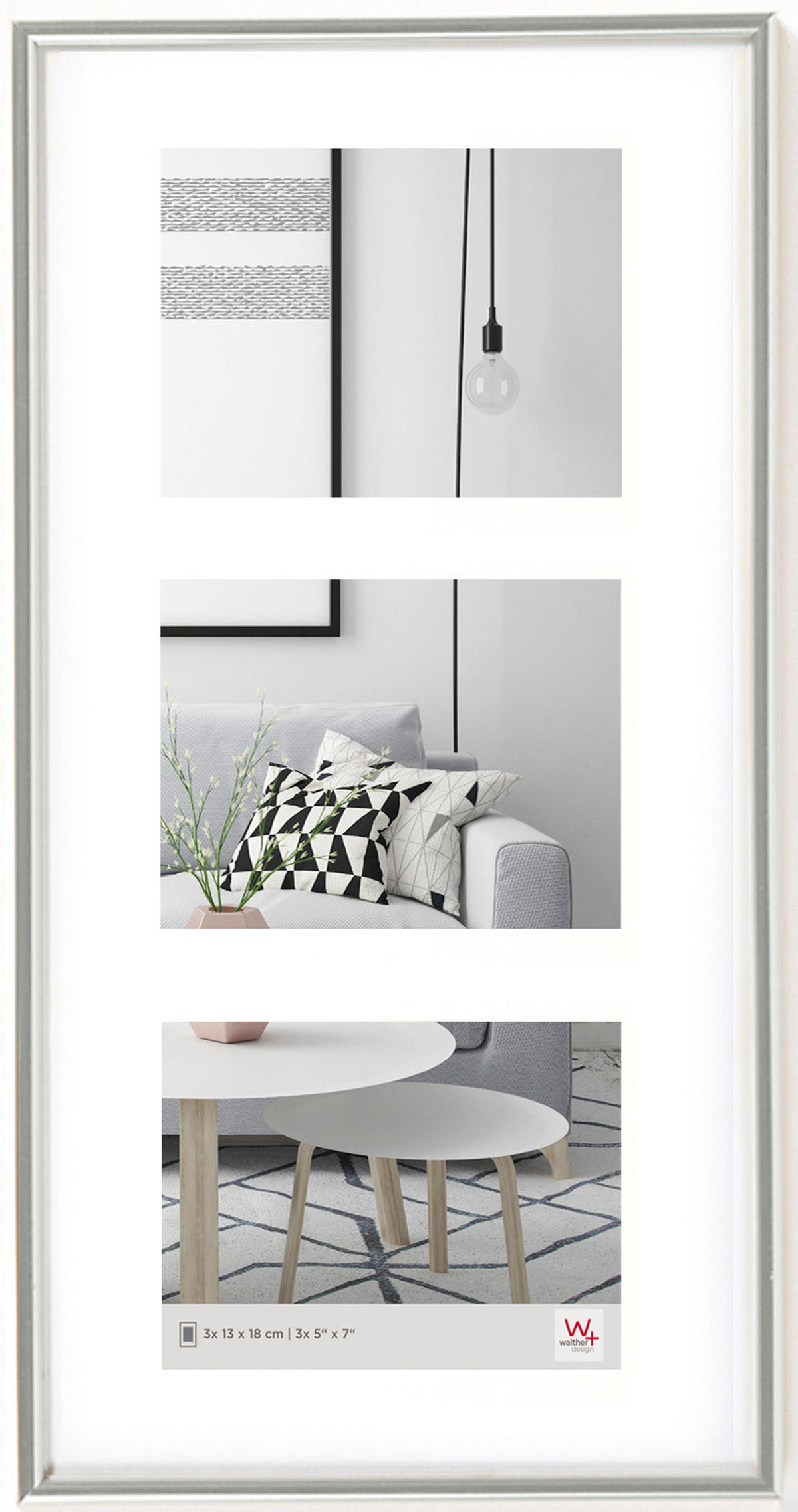 BILDERRAHMEN Galeria Kst.Galerie 3x13x18 cm , SILBER - Silberfarben, Kunststoff (26.3/51.6/1.9cm) - walther design