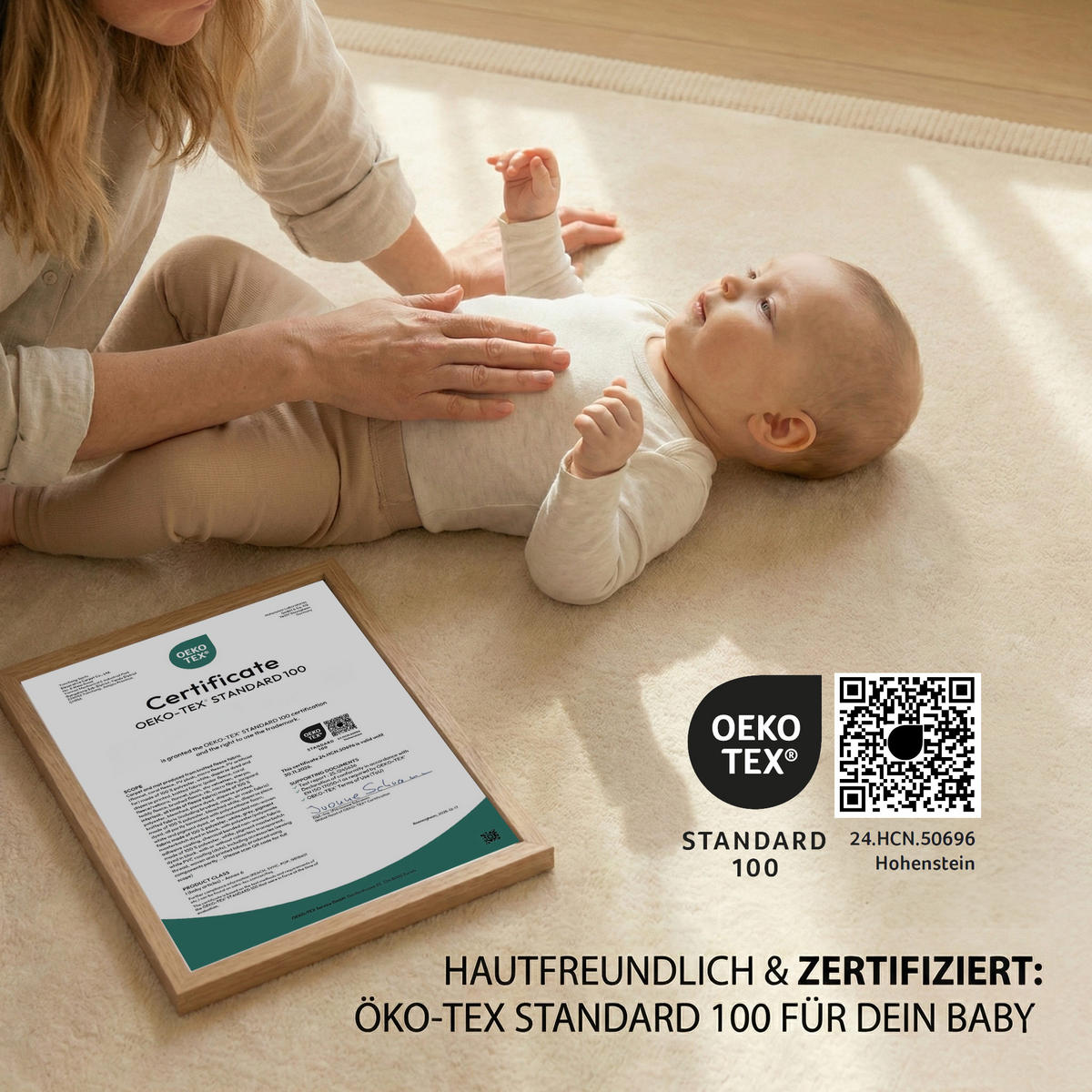 KRABBELTEPPICH samtweich, kuschelig und ÖKO-TEX zertifiziert - Sand/Beige 200x300cm - Beige, Textil (300/200cm) - Sanosoft