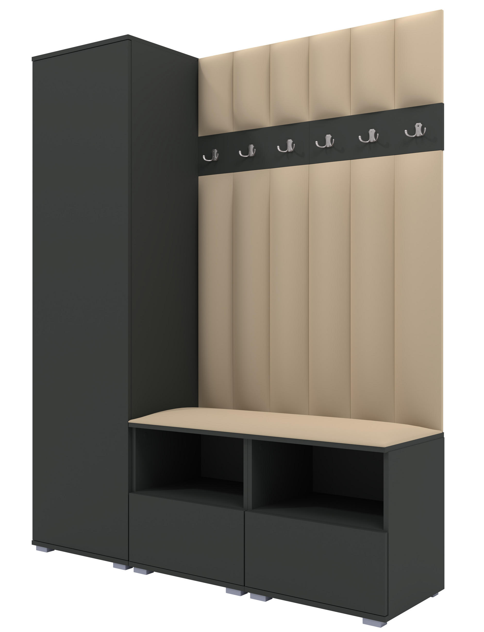 Ravio Gepolstert Graphit, Beige 150x187x40 cm