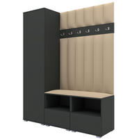 GEPOLSTERT Garderoben-Set Nela II LUX (Farbe Graphit + Stoff Trinity 04) - Beige/Silberfarben, Holz/Holzwerkstoff (150/187/40cm) - Ravio