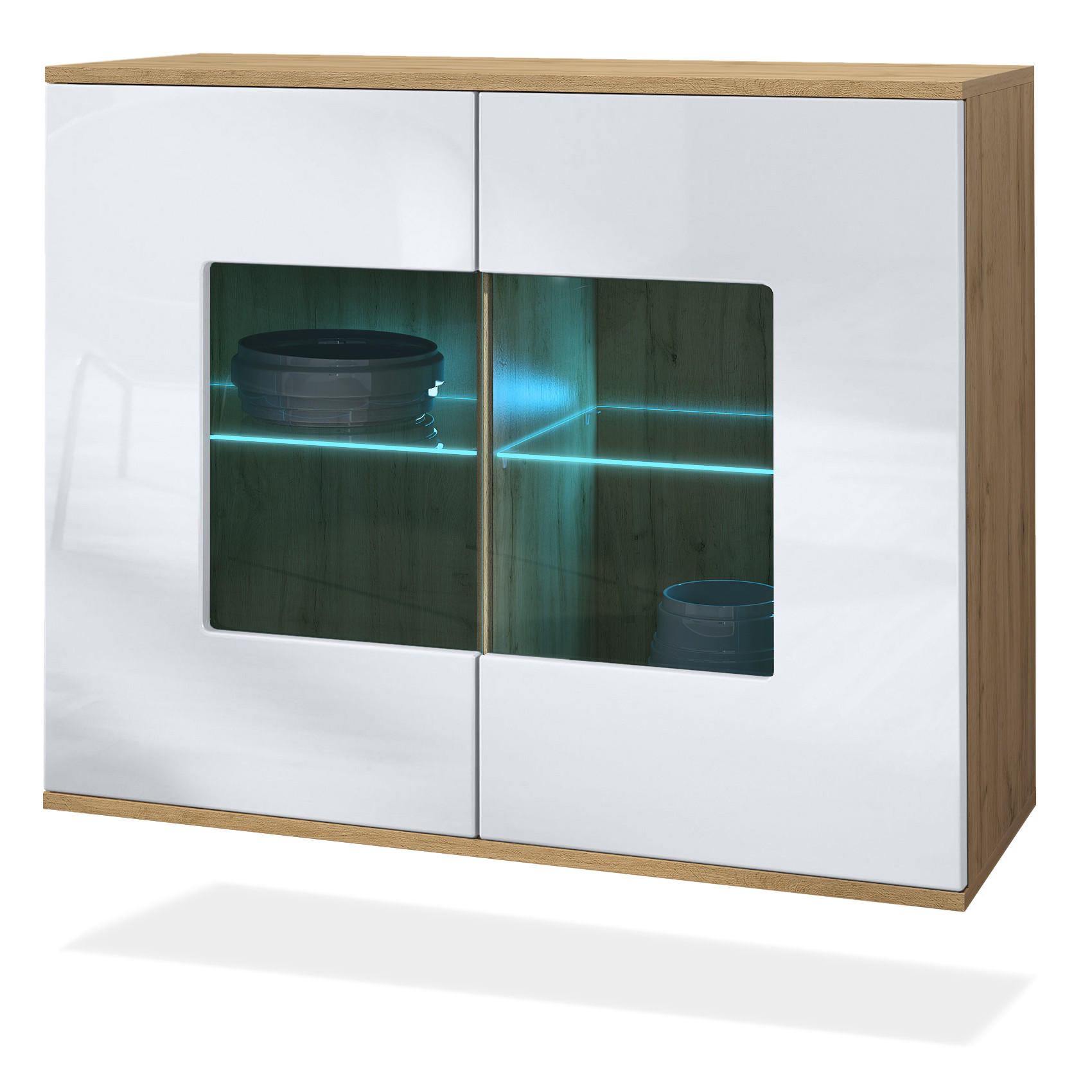 Vladon Kommode Weiß Hochglanz 92.5x73.5x35 cm