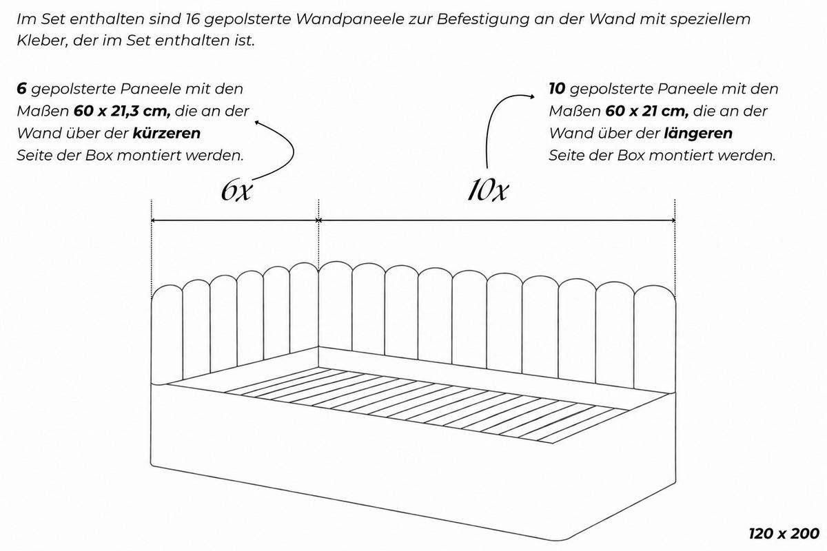 JUGENDBETT Junior Marineblau Samtvelours mit Wandpaneelen - 120x200 cm - Bettkasten - Dunkelblau, Holzwerkstoff/Textil (120/200cm) - Ravio