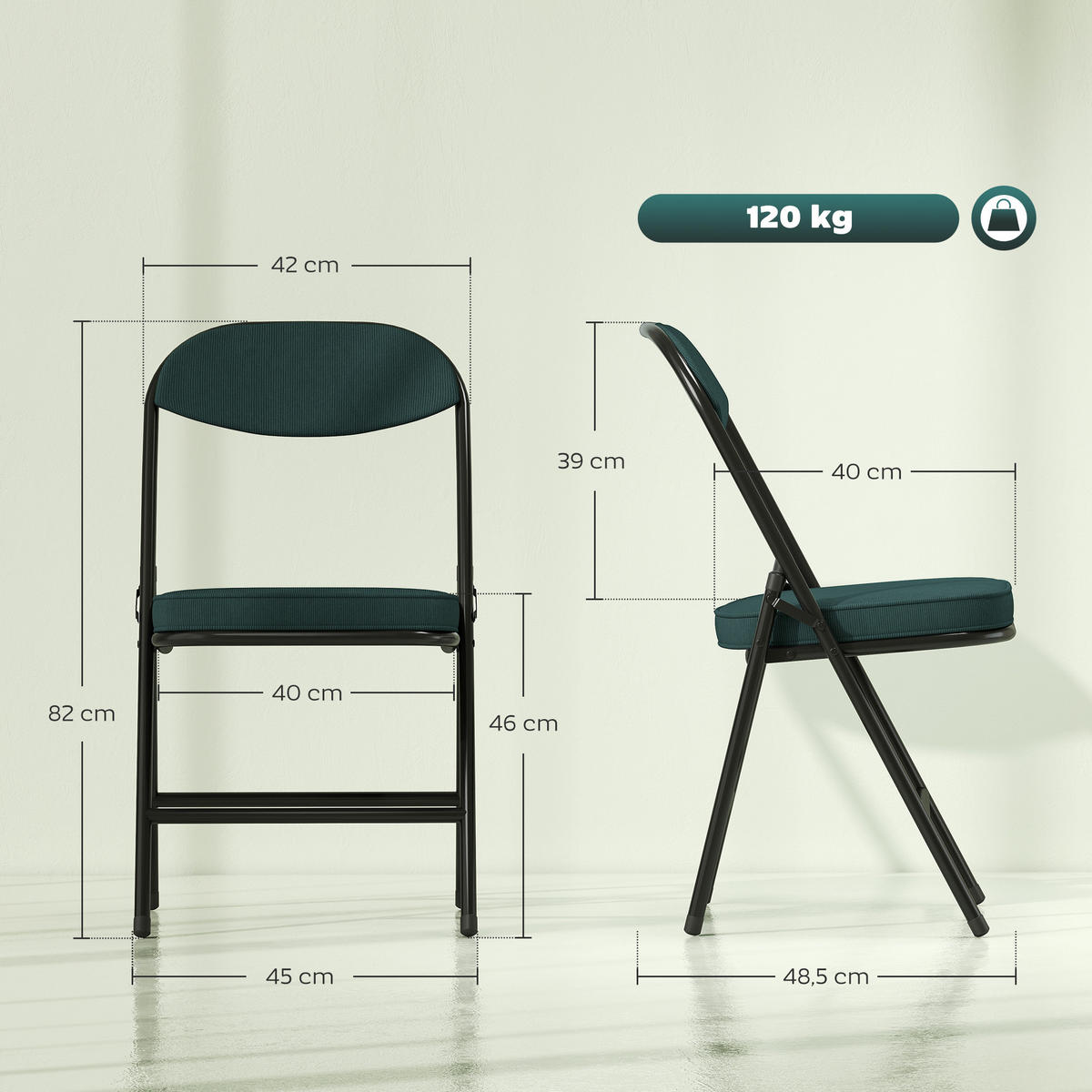 KLAPPSESSEL Blau 4 Stück - Blau, Naturmaterialien (45/82/48.5cm) - GiPP