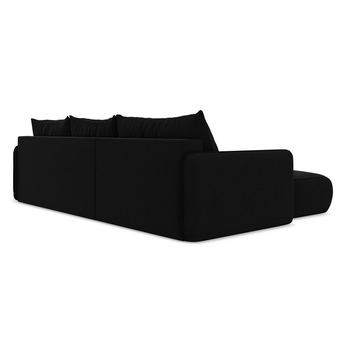 ECKSOFA mit Schlaffunktion Samt Stoff Schwarz - Schwarz, Kunststoff/Textil (148/240cm) - LaMiaSofa