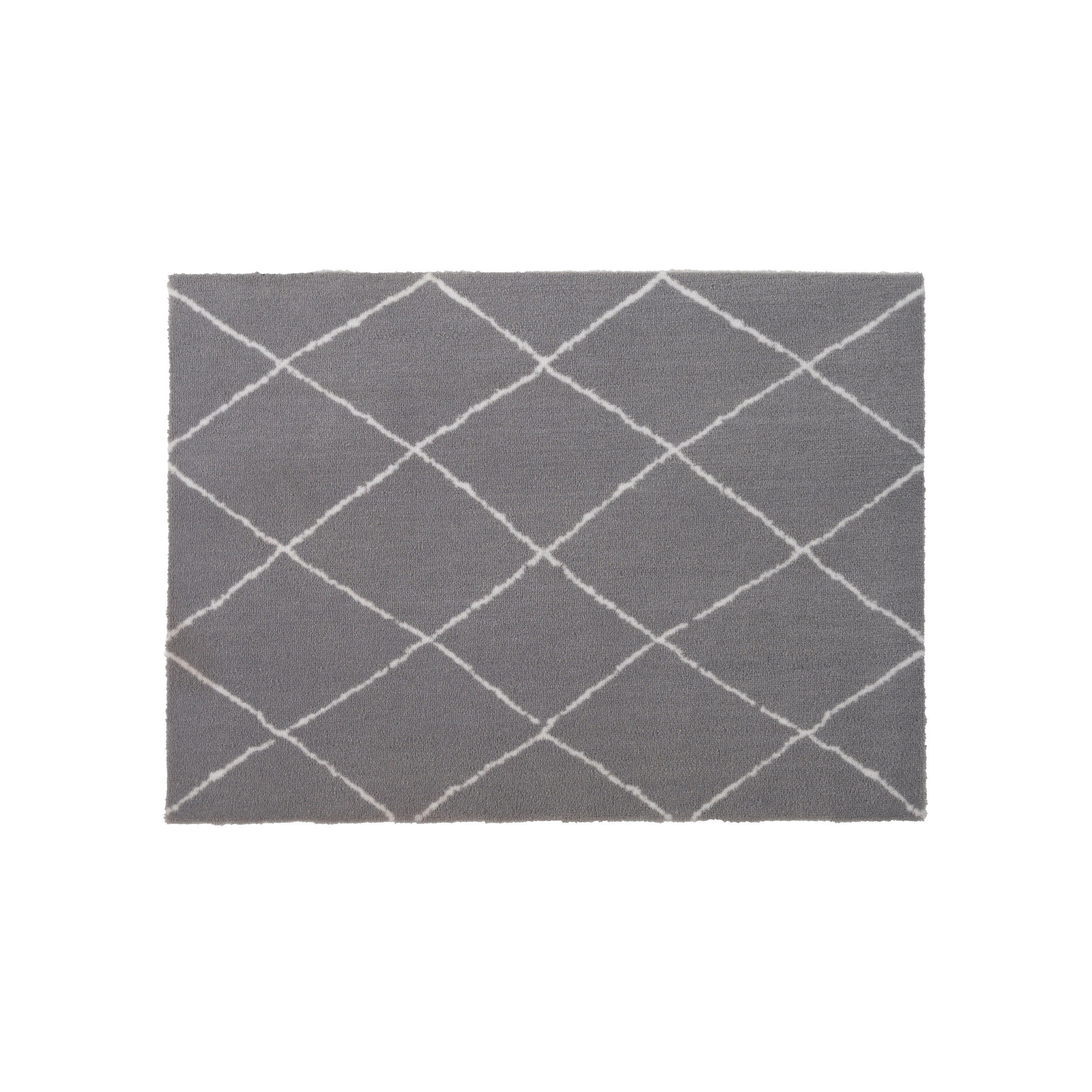 FUSSMATTE Washables Rautenmuster, Polyamid, Grau, 66 x 90 cm - Grau, Kunststoff (66/90cm) - Gift Company