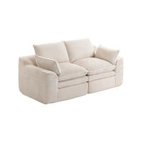 2-SITZER-SOFA DE-33774 Federkern mit Seitentaschen Beige - Beige, Metall (191/85/94cm) - ComfortXL