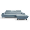 ECKSOFA PURO R-S Blau Plüsch-Stoff mit Schlaffunktion - Blau, Holz (275/166cm) - MASSENO