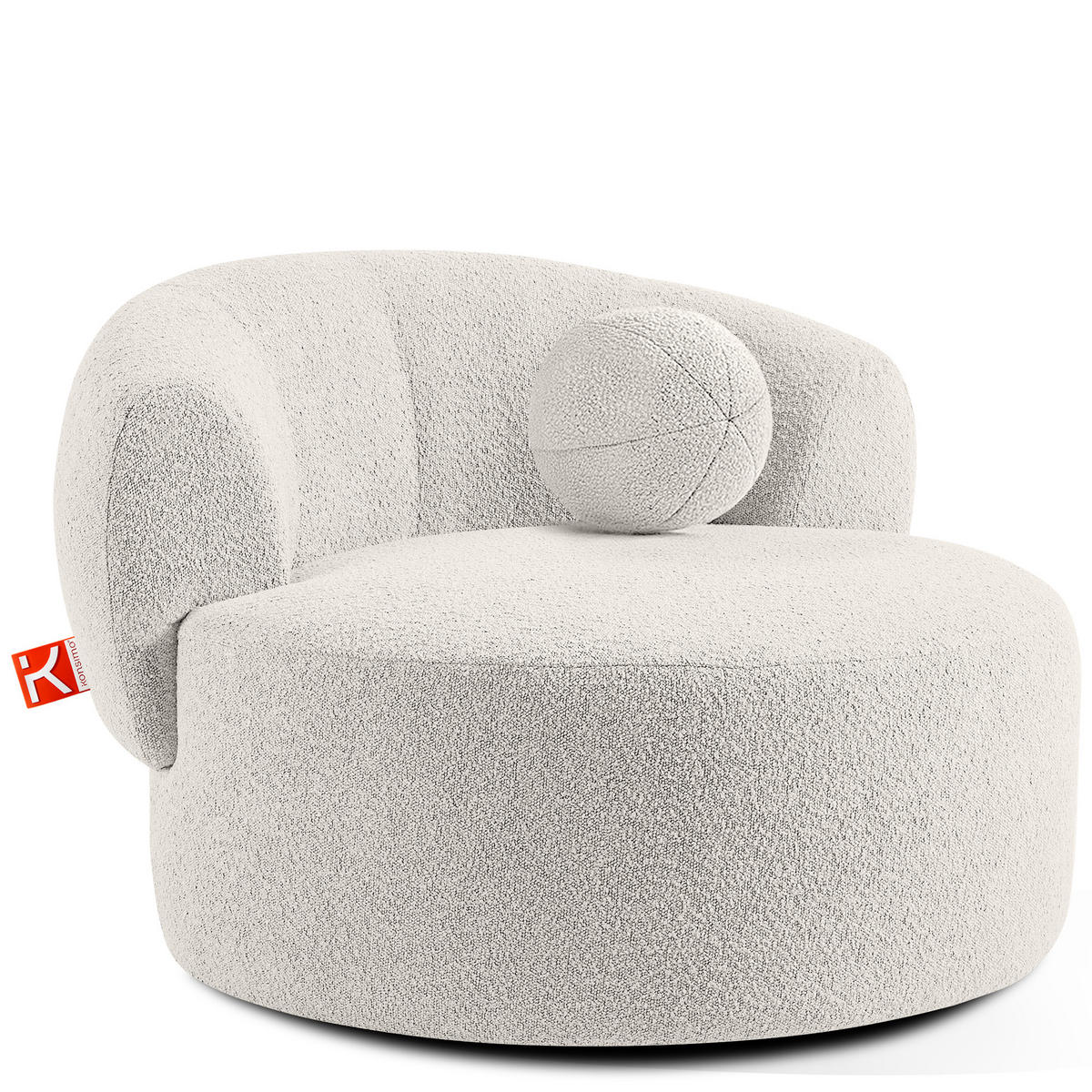 DREHSESSEL VIRA, Weiß, Bouclé - Schwarz/Weiß, Holz/Holzwerkstoff (105/76/100cm) - KONSIMO®