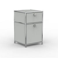 BÜRO-STANDCONTAINER, Metall, 40cm, 1 Schublade + 1 Hängeregistratur, Lichtgrau - Chromfarben/Silberfarben, Metall (40/62.7/39.7cm) - Versee