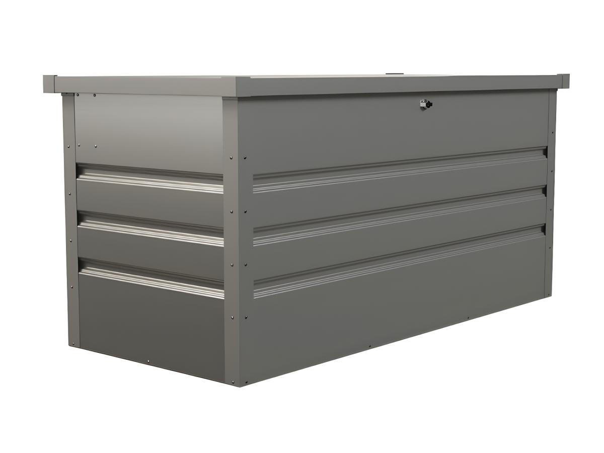GARTEN-AUFBEWAHRUNGSBOX - Stahl - Volumen 400L - Grau - TOMASO - Grau, Metall (61/62/132cm) - Vente-Unique